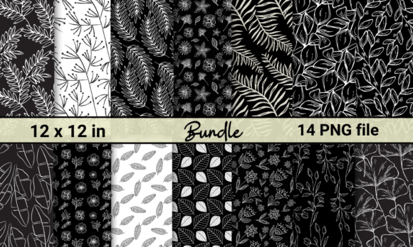 14 Black and White Botanical Pattern