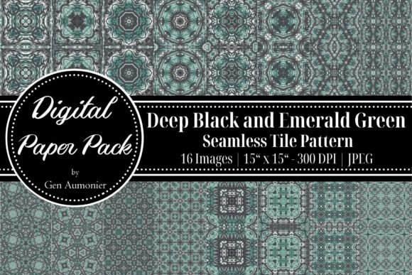 Black and Emerald Green Tile Patterns