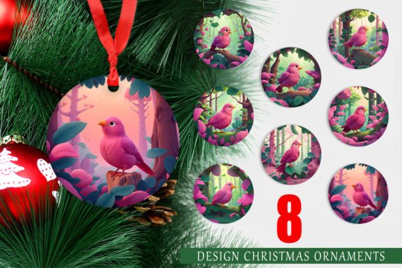 Christmas Ornament Pink Bird Forest: A Creative and Versatile Design for Your Holiday Decor