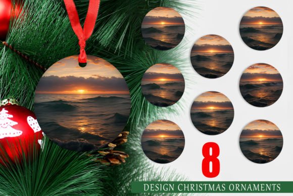 Christmas Ornament Sea Sunset Landscape