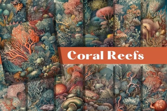 CORAL REEF Fantasy Botanical Backgrounds