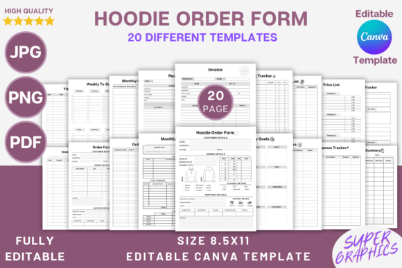 Editable Hoodie Order Form Canva Template