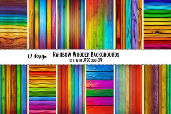 Enhancing Creativity with Rainbow Wooden Background Digital Paper