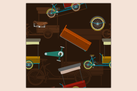 Food Bike Shop Dark Seamless Pattern for Creative and Commercial Use