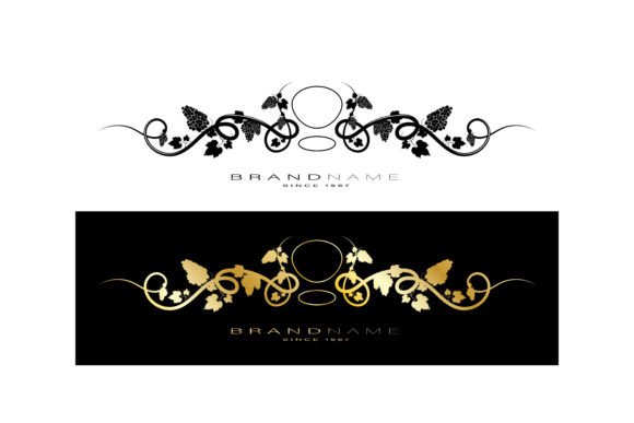 Grapevine Scroll, Header with Brand Name: A Versatile Design for Alcoholic Drink Labels
