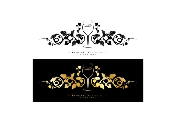 Grapevine Scroll with Crystal Wine Glass