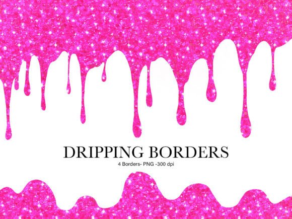Hot Pink Glitter Dripping Borders: A Versatile Decorative Element for Creative and Professional Use