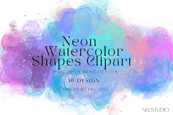 Neon Watercolor Abstract Shapes Png: A Versatile Design Element for Creative Projects
