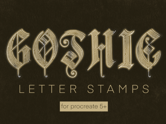 Old Gothic Letter Stamps for Procreate: A Unique Tool for Digital Lettering
