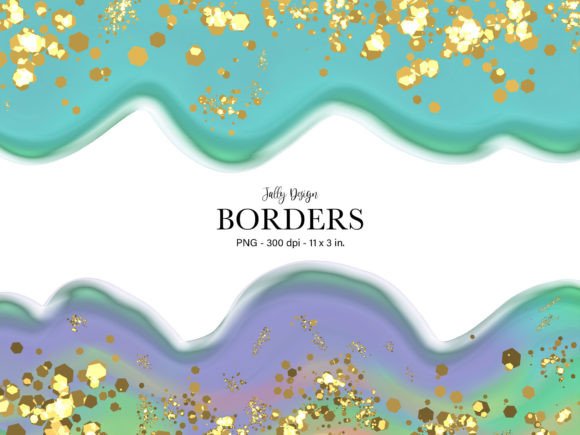 Pastel and Golden Glitter Jelly Borders: A Stylish Addition to Your Writing Paper