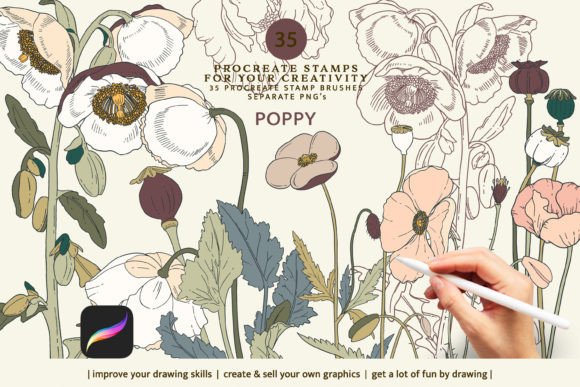 Poppy Stamps, Procreate Brushes: A Time-Saving Tool for Digital Artists