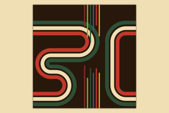 Retro Curved Lines Dark Seamless Pattern