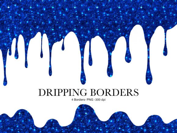 Royal Blue Glitter Dripping Borders: A Sparkling Addition to Your Creative Projects