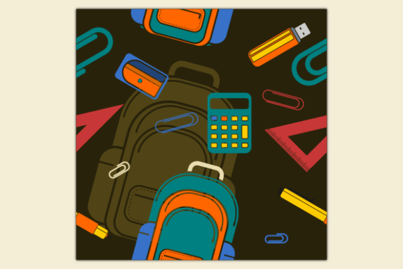 School Stuffs Dark Seamless Pattern for Creative and Educational Projects