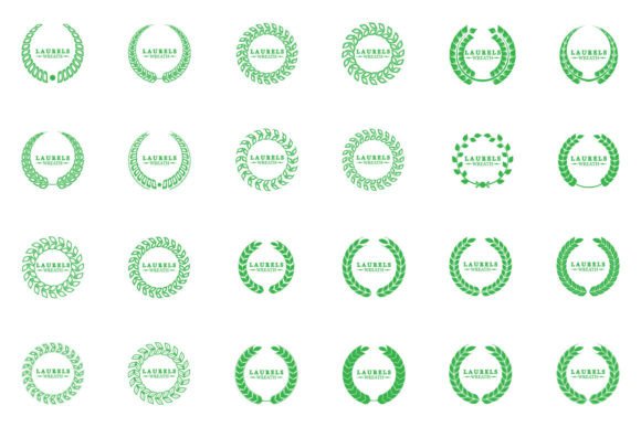 Set of Green Silhouette Laurel Wreaths: A Timeless Symbol of Triumph and Elegance