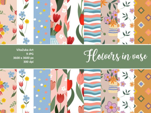 Spring Flowers Digital Paper Set for Creative Projects