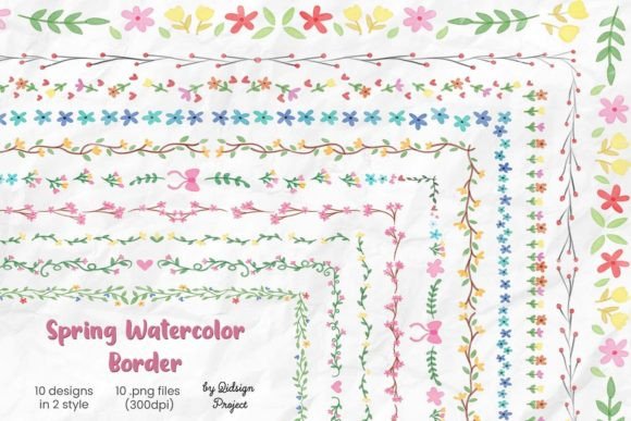 Spring Watercolor Border: A Versatile Decorative Element for Creative Projects