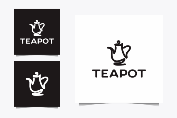 Teapot Logo with Line Vector Graphic