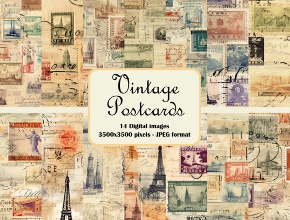 Vintage Postcards Digital Papers: A Timeless Resource for Creativity and Design