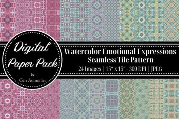 Watercolor Emotions Seamless Patterns